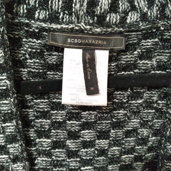 BCBG Maxazria Women's Thick Knit Open Front Sweater Cardigan Black Grey Size M - Picture 4 of 4